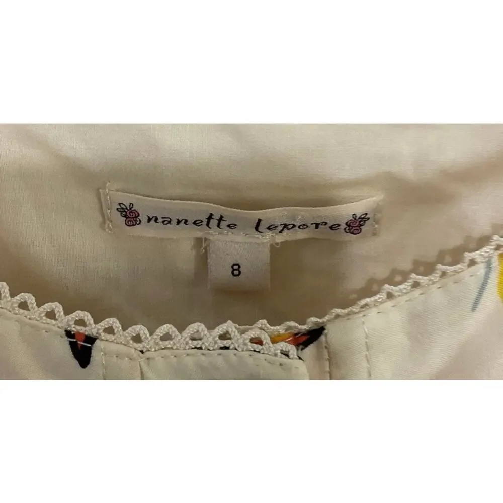 VTG Y2K Nanette Lepore Butterfly Cotton Fit & Flare Dress Sz 8 Medium Sleeveless - Picture 6 of 8